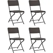 vidaXL Chaises de jardin pliantes 4 pcs. HDPE et acier Marron