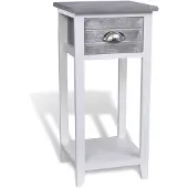 vidaXL Table de chevet avec 1 tiroir Gris et blanc