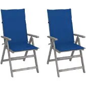 vidaXL Chaises de jardin réglables 2 pcs. avec coussins en bois massif d'acacia