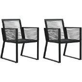 vidaXL Chaises de jardin 2 pcs. noir PVC rotin