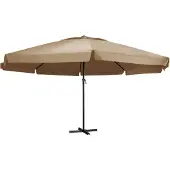 vidaXL Parasol avec mât en aluminium 600 cm Taupe