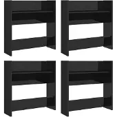 vidaXL Armoires à chaussures murales 4 pcs noir brillant 60x18x60 cm
