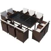 vidaXL Ensemble de jardin 11 pièces avec coussins Poly rotin brun
