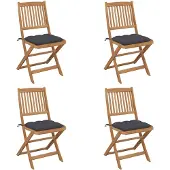 vidaXL Chaises de jardin pliantes 4 pièces avec coussins en bois massif d'acacia