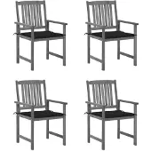 vidaXL Chaises de jardin avec coussins 4 pcs. Gris Bois massif Acacia