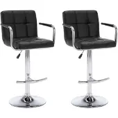 vidaXL Tabouret de bar 2 pcs. noir similicuir