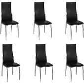 vidaXL Chaises de salle à manger 6 pcs. noir similicuir