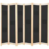 vidaXL Cloison de séparation 6 panneaux Noir 240 x 170 x 4 cm Tissu