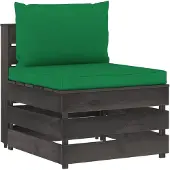vidaXL Canapé central modulaire avec coussins Gris Bois imprégné