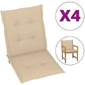 vidaXL Coussin pour chaise de jardin à dossier bas 4 pcs. Beige 100x50x3 cm