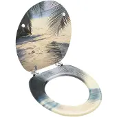 vidaXL Toilettensitz mit Deckel Beach MDF