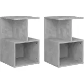 vidaXL Tables de chevet 2 pcs gris béton 35x35x55 cm bois d'ingénierie