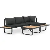 vidaXL Ensemble de canapé d'angle de jardin 2 pièces avec coussins Aluminium WPC