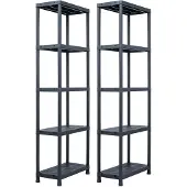 vidaXL Étagères de rangement 2 pcs Noir 125 kg 60x30x180 cm Plastique