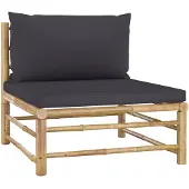 vidaXL Canapé de jardin central avec coussins gris foncé en bambou