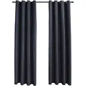 vidaXL Rideaux occultants avec anneaux Métal 2pcs Anthracite 140x225cm
