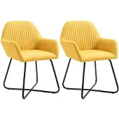 vidaXL Chaises à manger lot de 2 jaune tissu249814