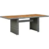 vidaXL Table de jardin gris clair Poly rotin et bois massif d'acacia