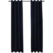 vidaXL Rideaux occultants avec anneaux 2 pcs Velours Noir 140x225 cm