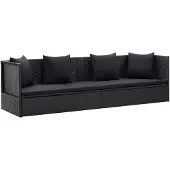 vidaXL Canapé-lit de jardin avec coussins Poly rotin noir
