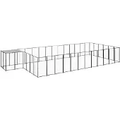 vidaXL Chenil Noir 22,99 m² Acier