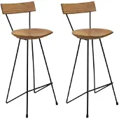 vidaXL Tabouret de bar 2 pcs. bois massif teck