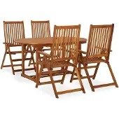 vidaXL Ensemble de jardin 5 pièces en bois massif d'acacia