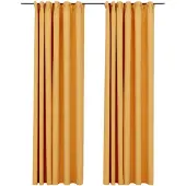 vidaXL Rideaux occultants aspect lin et crochets 2 pcs Jaune 140x225cm