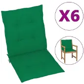 vidaXL Coussins de chaise de jardin à dossier bas lot de 6 vert