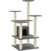 vidaXL Arbre à chat avec colonnes à griffer en sisal gris foncé 110 cm