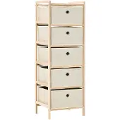 vidaXL Étagère de rangement 5 paniers tissu bois de cèdre beige