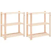 vidaXL Étagères de rangement à 3 niveaux 2 pcs 80x38x90 cm Pin 150 kg