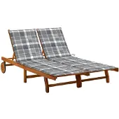 vidaXL Bain de soleil 2 personnes avec coussins en bois massif d'acacia
