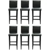 vidaXL Tabouret de bar 6 pcs. noir similicuir