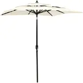 vidaXL Parasol avec mât en aluminium 3 couches couleur sable 2x2 m