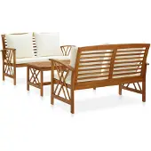 vidaXL Ensemble de salon de jardin 3 pièces avec coussins en bois massif d'acacia