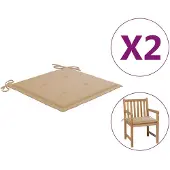 vidaXL Coussins de chaise de jardin lot de 2 beige 50x50x4 cm