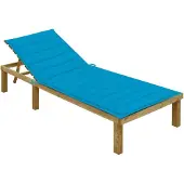vidaXL Chaise longue avec support bleu Bois de pin imprégné