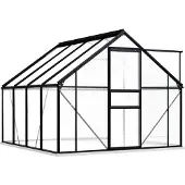 vidaXL Serre avec fondations Anthracite Aluminium 4,75 m²