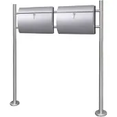 vidaXL Double boîte à lettre sur support en acier inoxydable