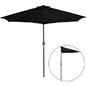 vidaXL Parasol de balcon Mât en aluminium noir 270x144x222cm semi-circulaire