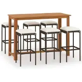 vidaXL Ensemble bar de jardin 7 pièces avec coussins Marron