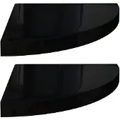 vidaXL Étagères d'angle flottantes 2pcs noir brillant 35x35x3,8 cm MDF