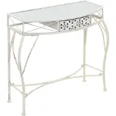 vidaXL Table d'appoint Style français Métal 82 x 39 x 76 cm Blanc
