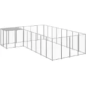 vidaXL Chenil Argenté 10,89 m² Acier