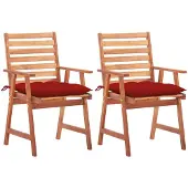 vidaXL Chaises de jardin 2 pièces avec coussins en bois massif d'acacia