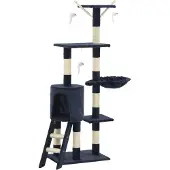 vidaXL Arbre à chat avec colonnes en sisal 138 cm bleu foncé