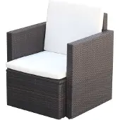 vidaXL Chaise de jardin avec coussins Poly Rattan Marron