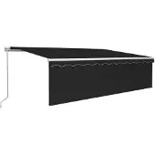 vidaXL Marquise manuellement rétractable avec store & LED 5x3 m Anthracite