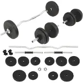 vidaXL Ensemble d'haltères longs et courts 30 kg